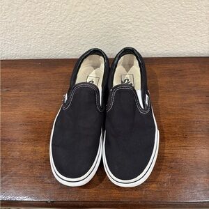 Vans Black and White Women's Platform Slip-On Sneakers